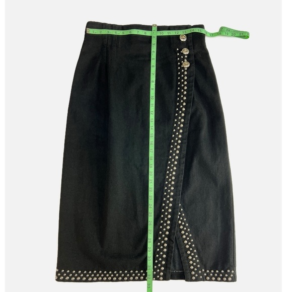 Vintage Apache Studded Black Cotton Wrap Style Skirt Size L USA Made - Picture 4 of 7